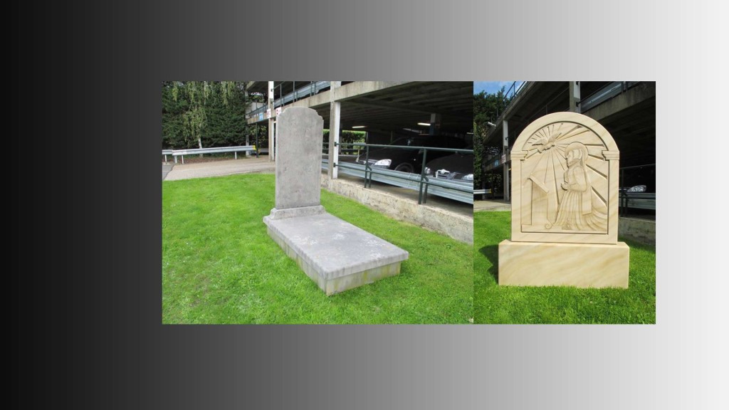 Gravestone machined and 3D carved in PVC foam